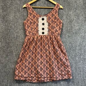 Knitted Dove crochet apron dress SMALL pockets buttons ruffles boho cottagecore